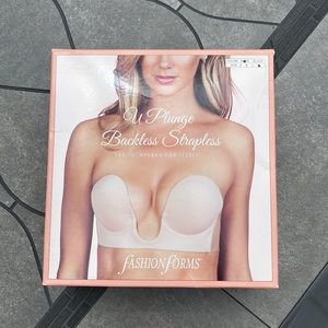NIB Fashion Forms Backless Strapless U plunge adhesive bra,David’s Bridal, D cup